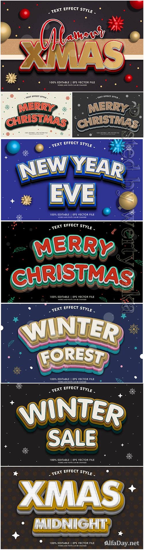 3d editable text style effect vector vol 60