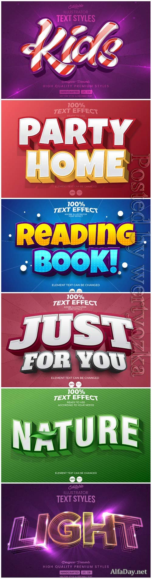 3d editable text style effect vector vol 64