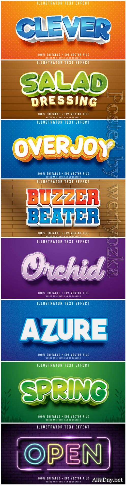 3d editable text style effect vector vol 80