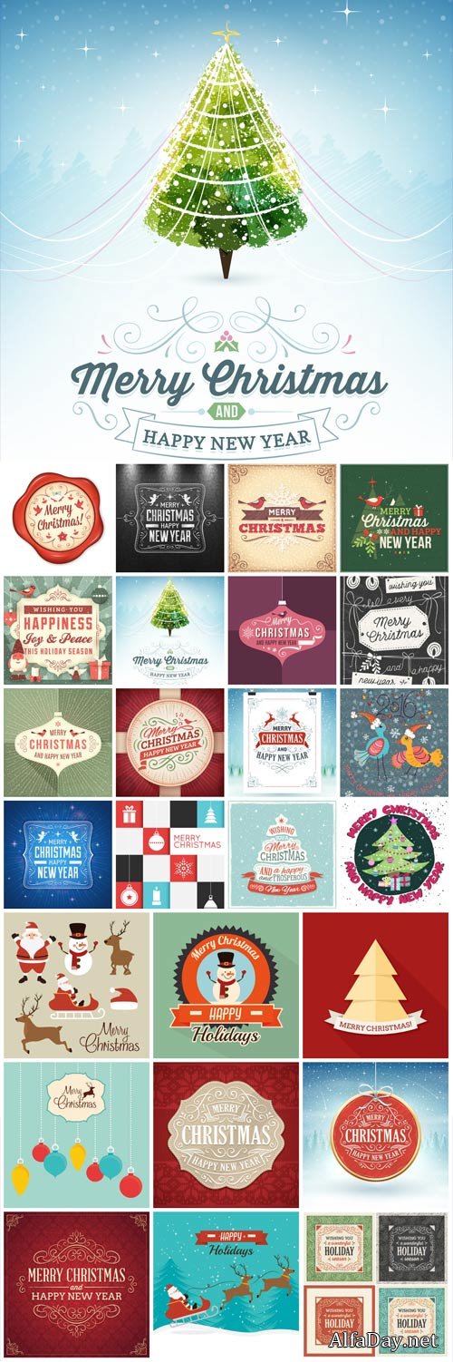 New Year and Christmas illustrations in vector �38