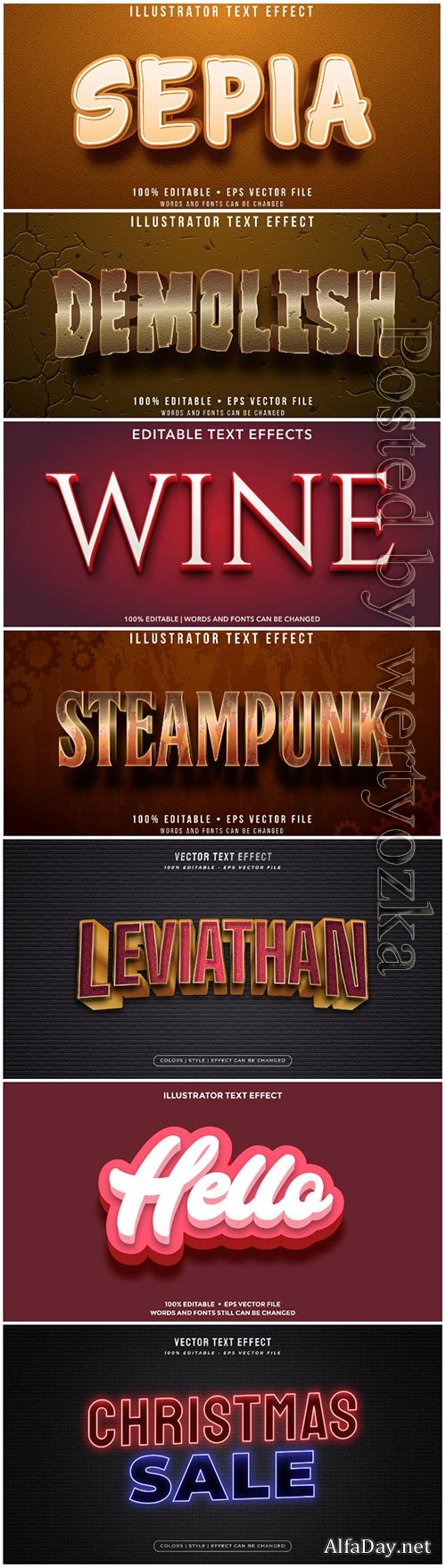 3d editable text style effect vector vol 108