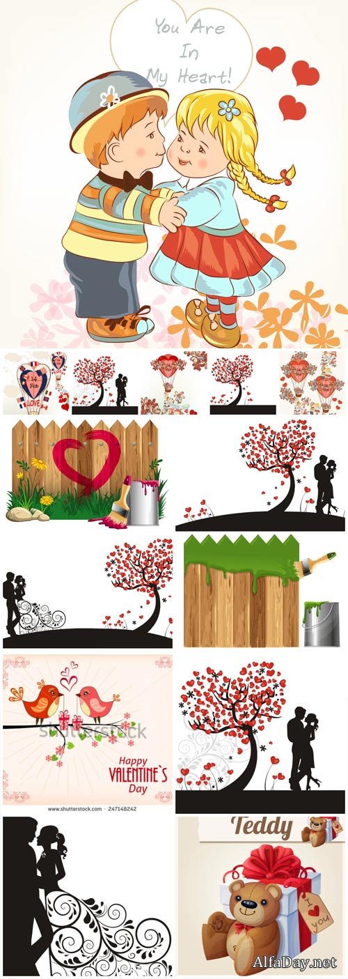 Couples in love, valentine's day in vector