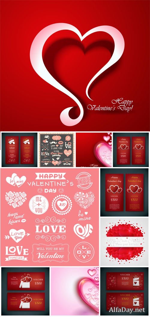 Backgrounds and romantic lettering for valentine's day