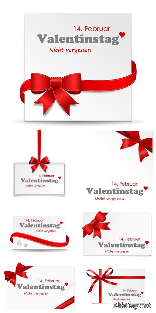 Banners with ribbons for valentine's day in vector