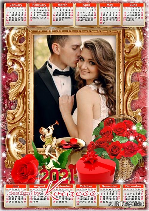 ������������� ��������� �� 2021 ���  - Romantic calendar 2021 for romantic of wedding photo