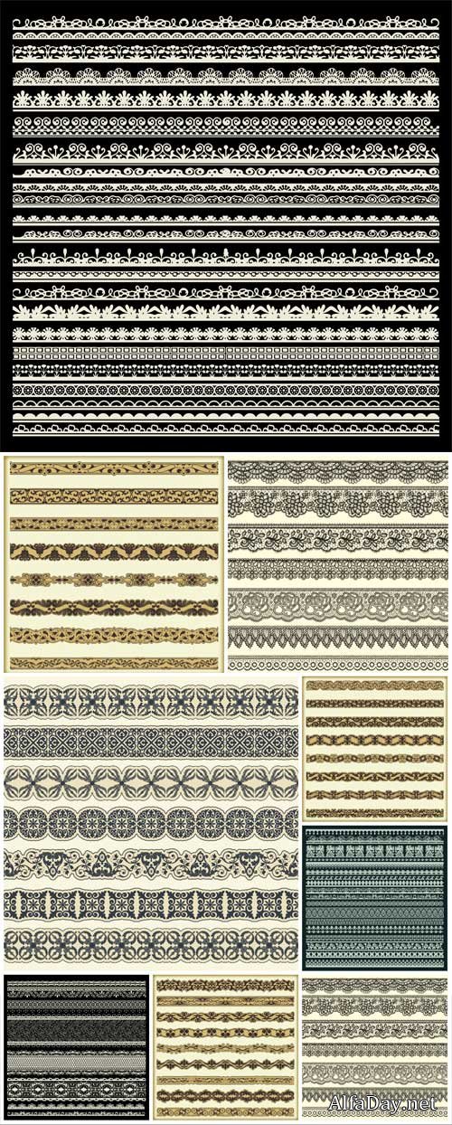 Beautiful set of borders with ornaments in vector