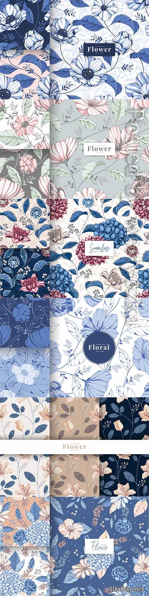 Vintage lyxury hand drawn vintage floral seamless pattern