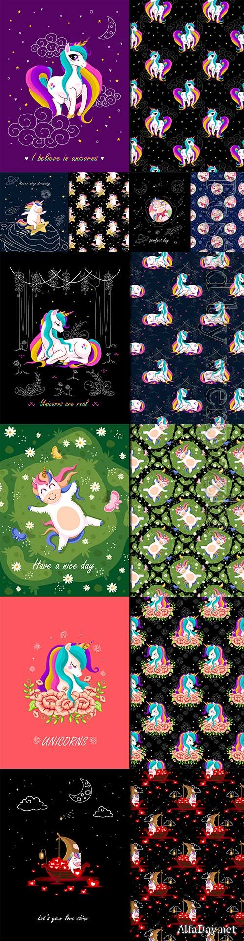 Unicorn a real seamles vector pattern