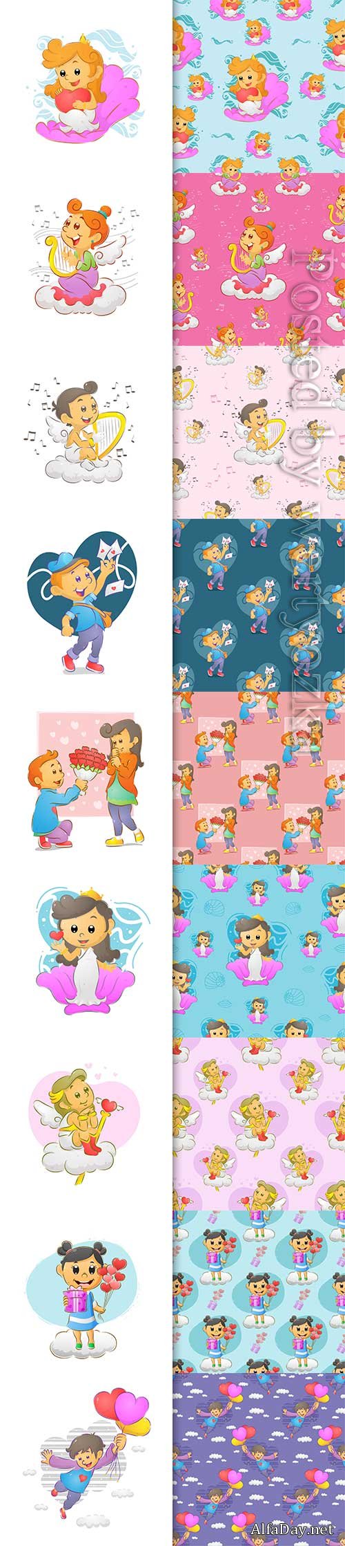 Seamless romantic vector pattern with valentine's day