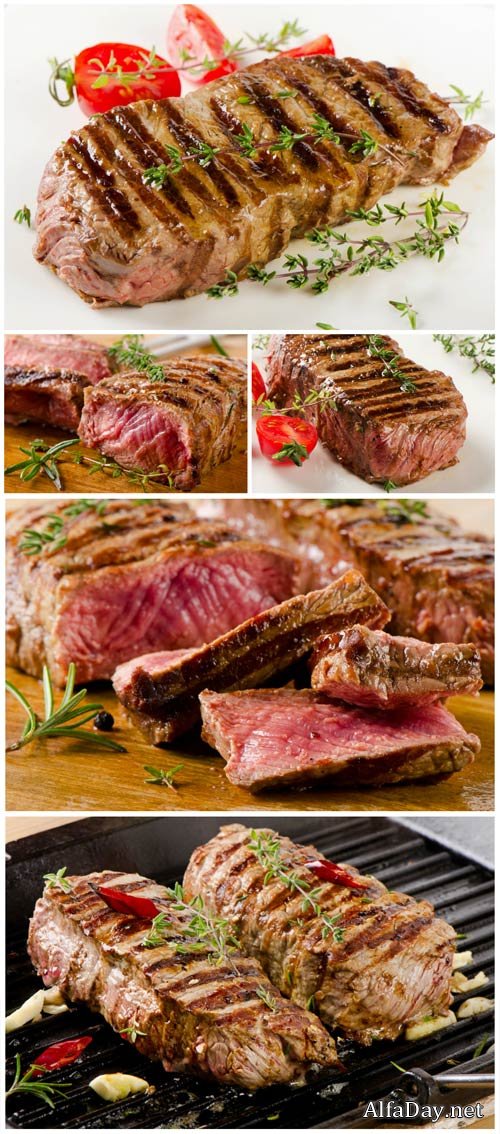 Fried meat with spices stock photo