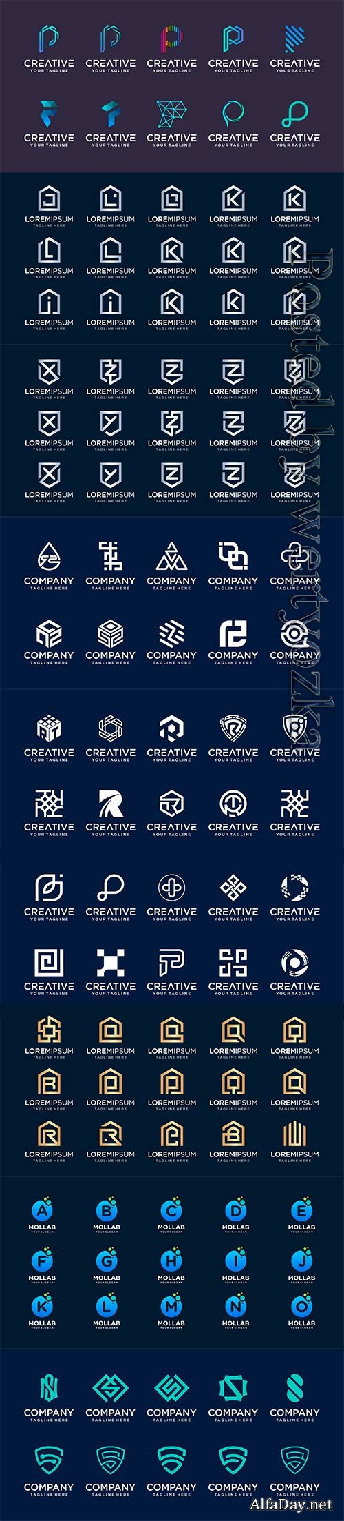 Set of initial letter vector logo template