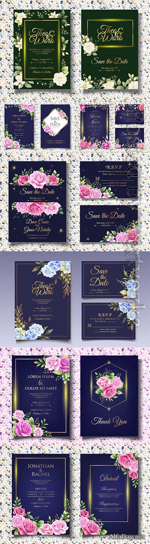 Beautiful invitation wedding with roses