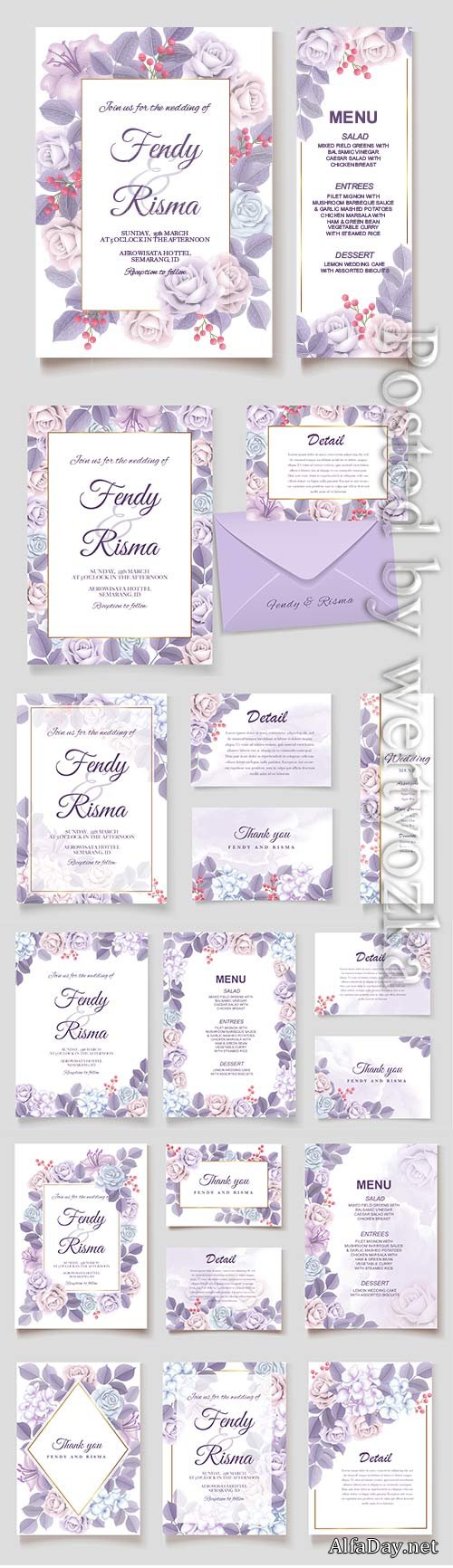 Elegant vector wedding invitation floral design