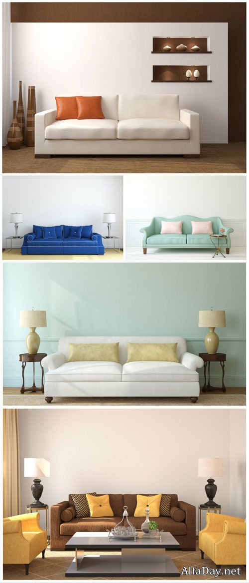 Sofas, modern interior stock photo