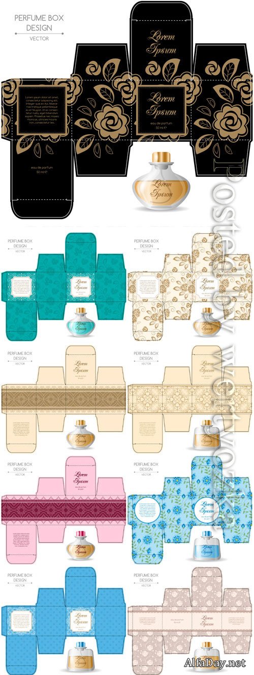 Packaging for perfumery in vector