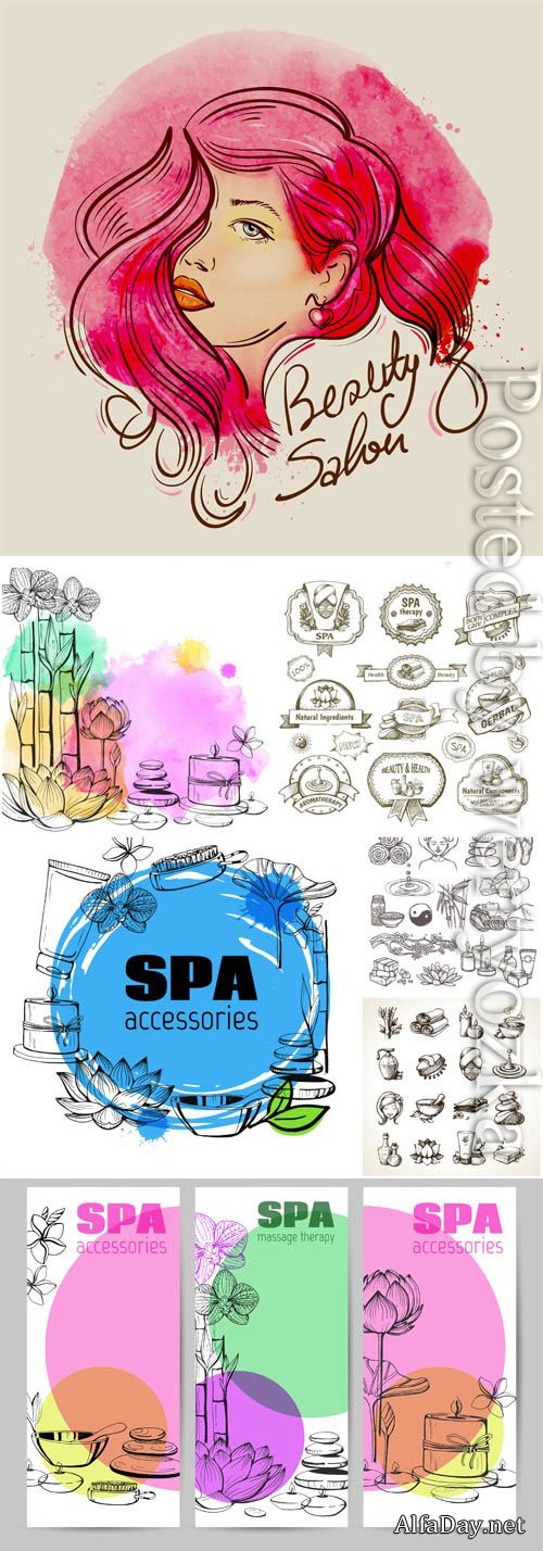Spa elements for design, logos for salon in vector