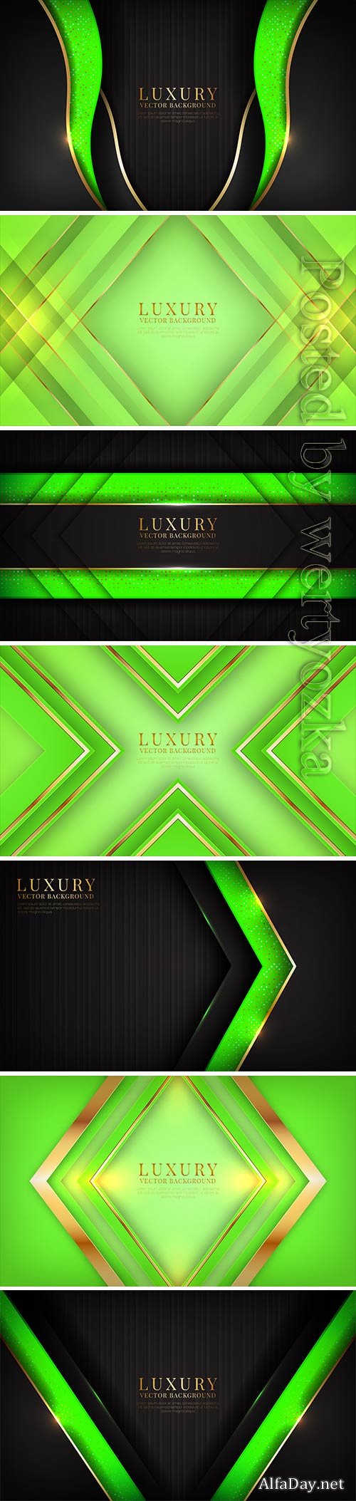 Abstract 3d green luxury background overlap layer with golden metallic lines effect