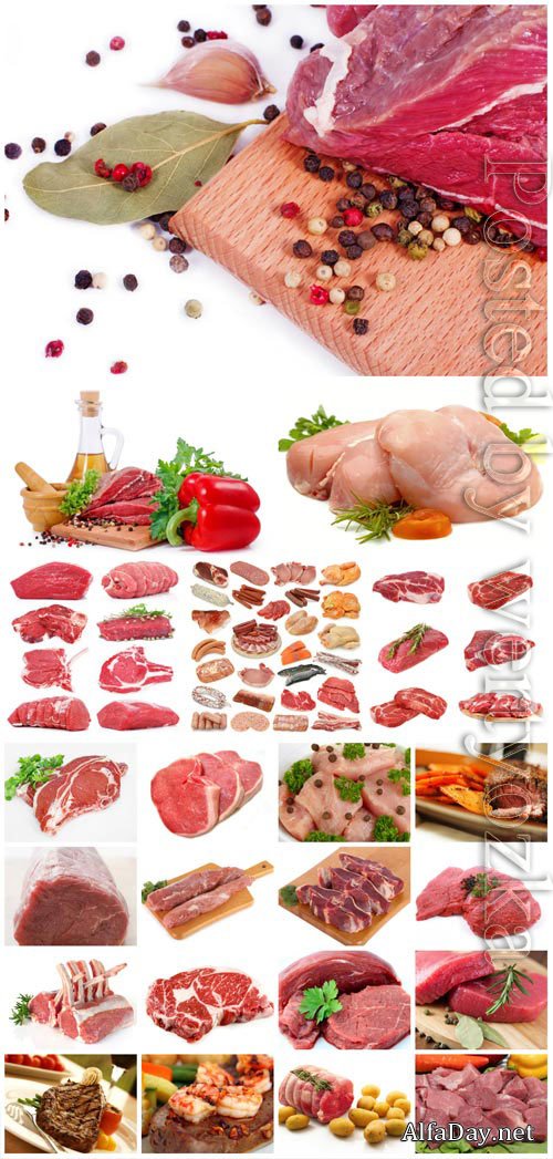 Fresh and fried meat stock photo