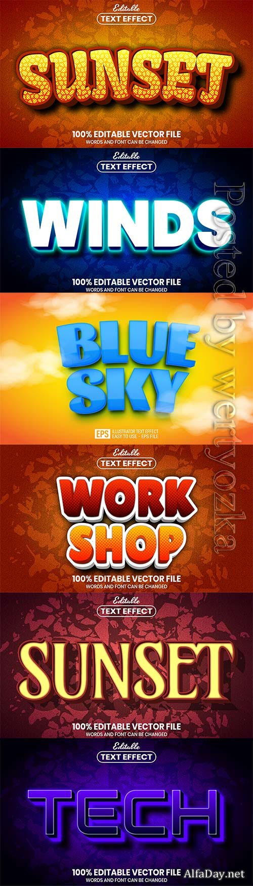 3d editable text style effect vector vol 488