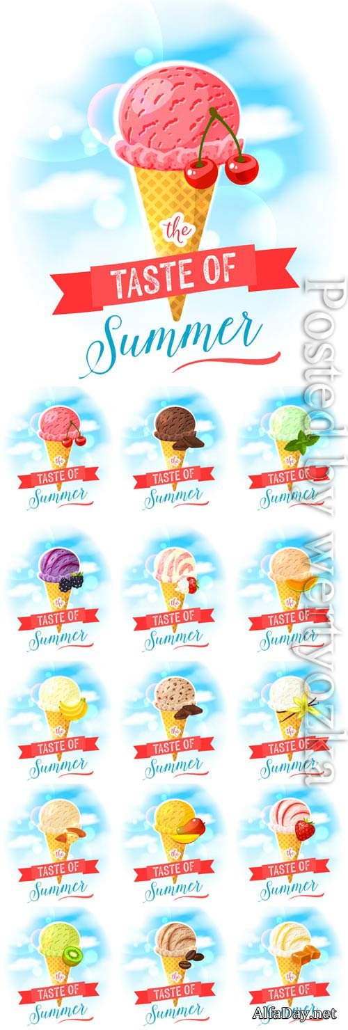 Ice cream assortment in vector