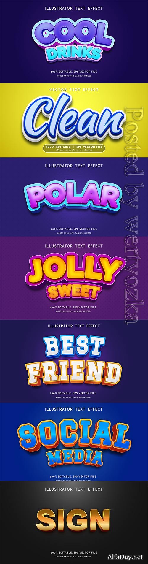 3d editable text style effect vector vol 544