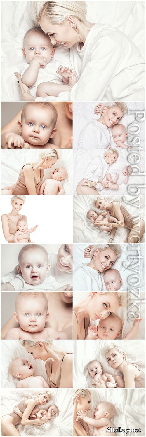 Mom with little son stock photo