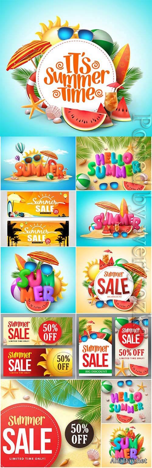Summer banners and backgrounds in vector