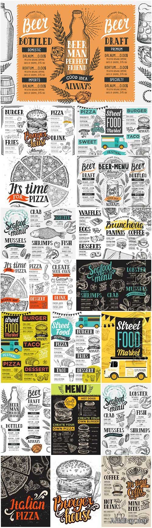 Menu for restaurant and cafe in vector