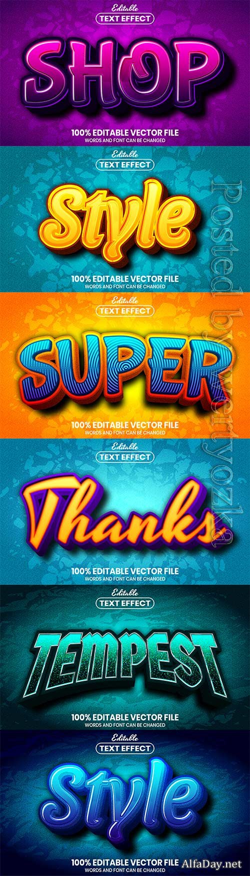 3d editable text style effect vector vol 597