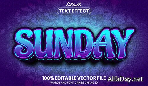 Sunday text, font style editable text effect