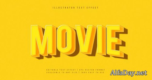 Yellow movie shadow title text font effect