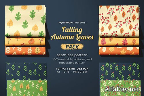 Falling Autumn Leaves - Seamless Pattern