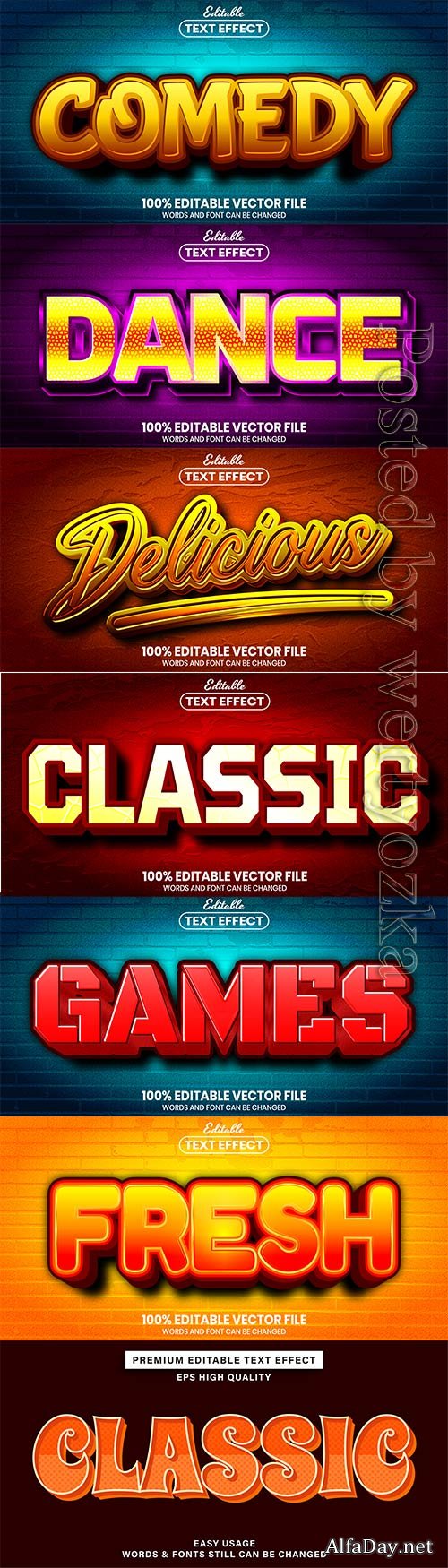 3d editable text style effect vector vol 846