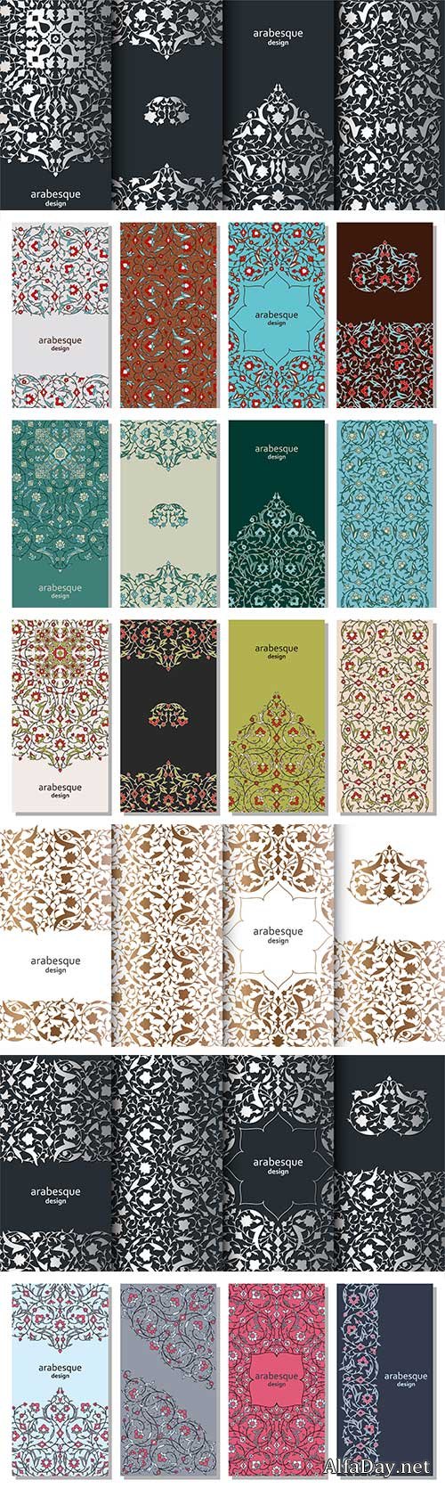 Vertical arabesque vector floral banners