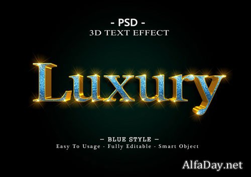 Blue luxury 3d text style effect Premium Psd