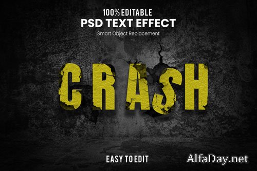 Crash text effect Premium Psd
