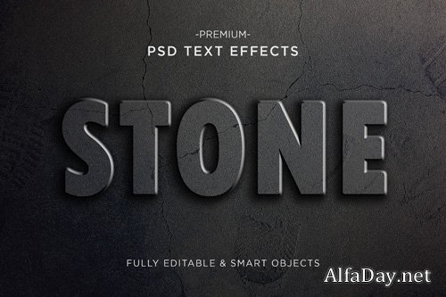 Crack stone text effect cracked text style premium psd