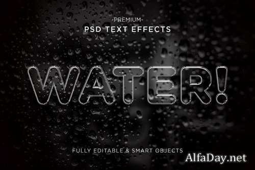 3d water style text effect template premium psd