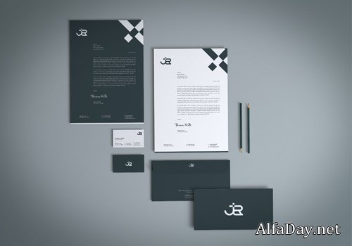 Top view modern stationery mockup template Premium Psd