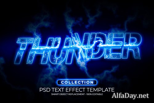 Thunder slice text effect custom design template Premium Psd