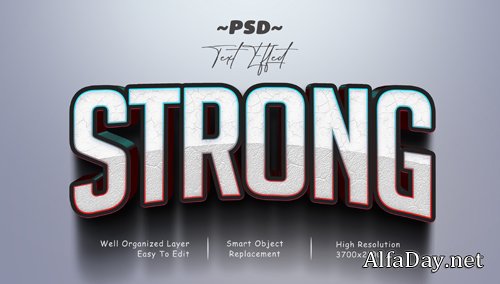 Strong 3d psd editable text effect Premium Psd