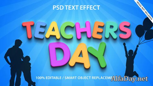 Editable text effect teachers day premium Premium Psd