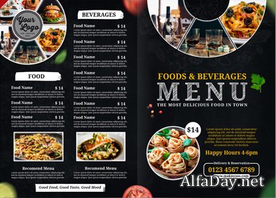 Restaurant food beverages menu premium psd template