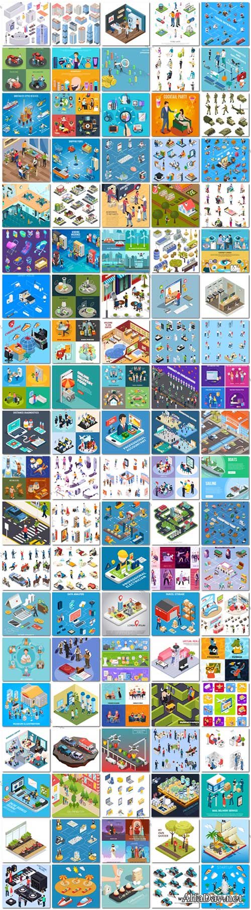 100 Bundle isometric concept vector design vol 4