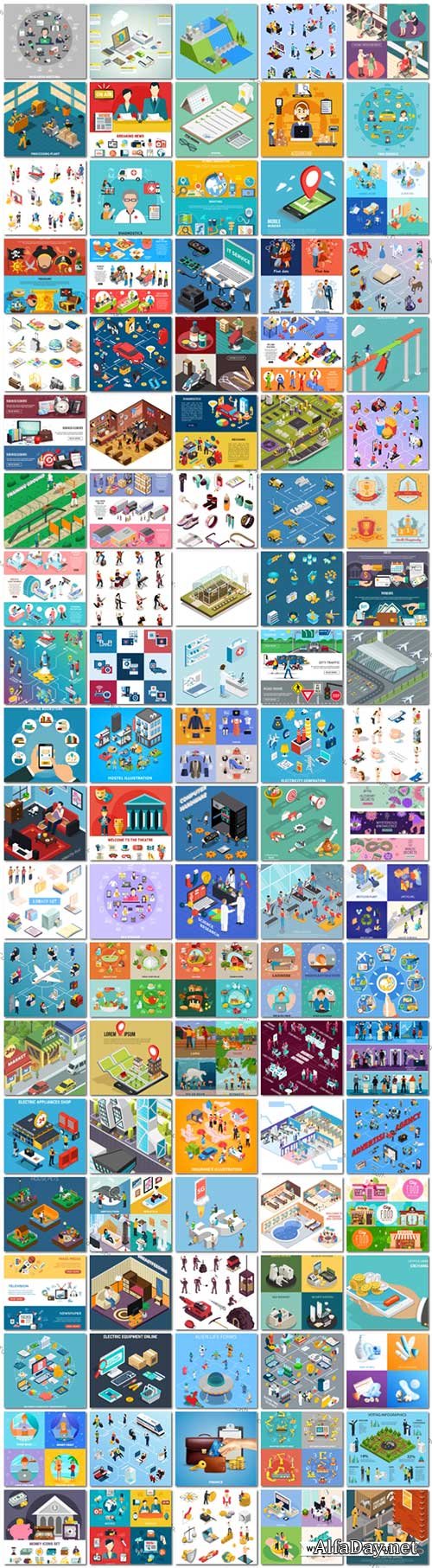 100 Bundle isometric concept vector design vol 2