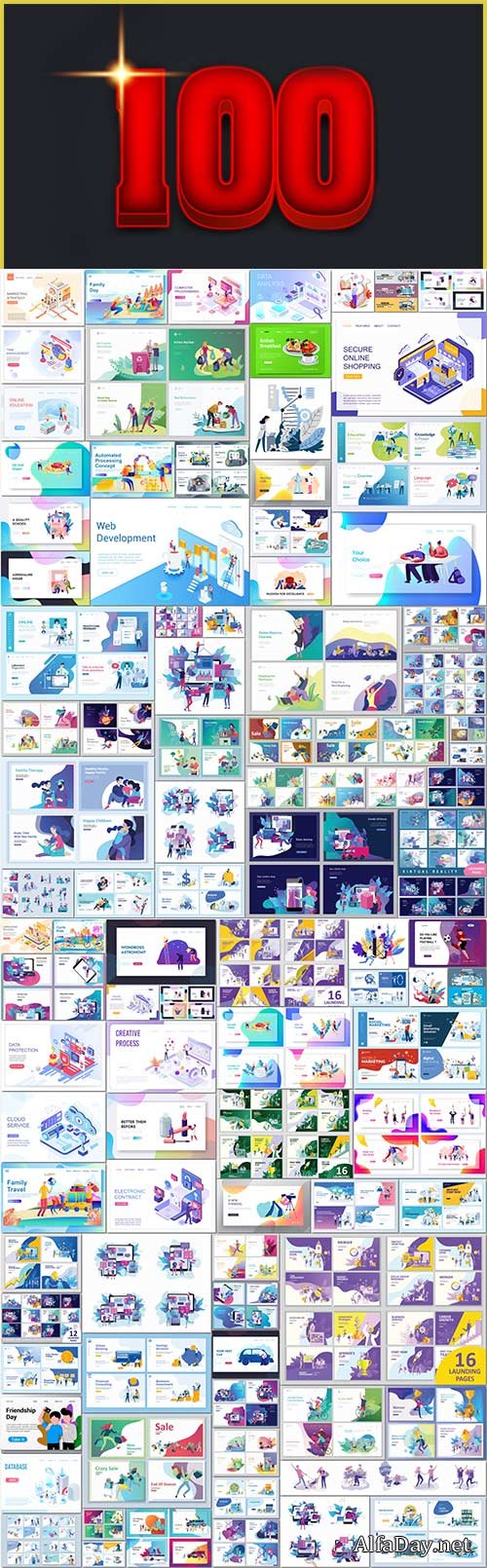 100 Bundle isometric concept vector design vol 14