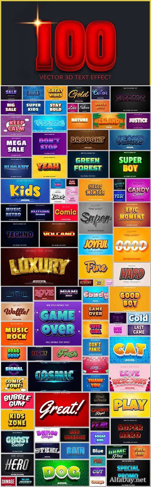 100 Bundle text style effect vector vol 13