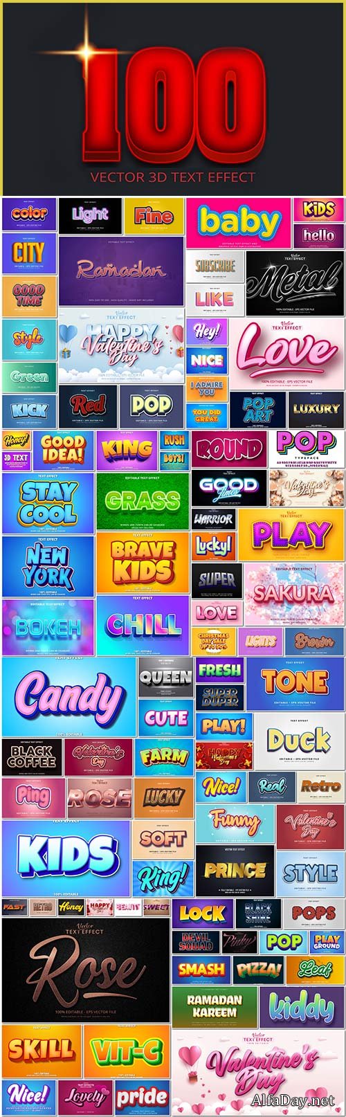 100 Bundle text style effect vector vol 14