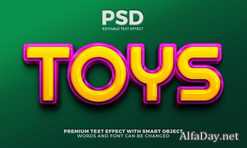 Toys kids 3d editable text effect premium psd