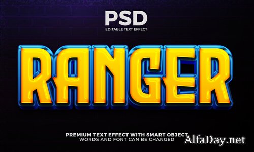Ranger hero 3d editable text effect premium text effect